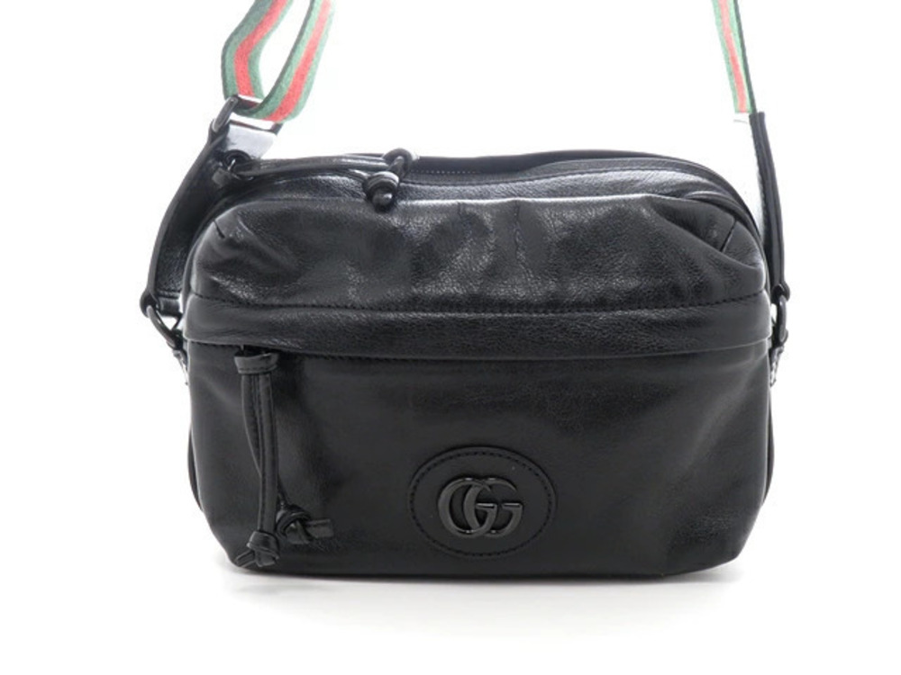 Gucci Interlocking G Shoulder Bag Black Leather